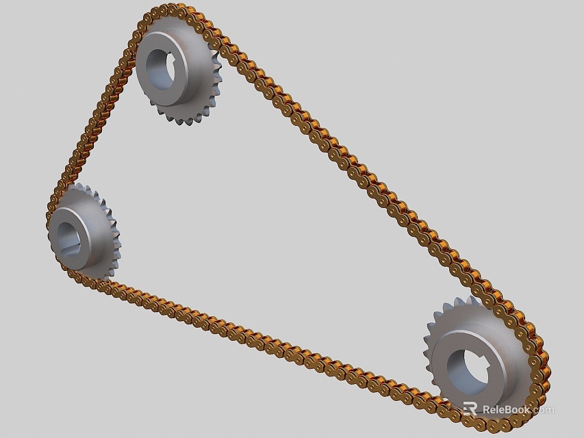 Industrial Equipment Mechanical Transmission System With Precision Gears And Chain Components 3d model 
