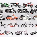 Collection of Various Vintage Modern and Classic Motorcycles in Different Colors and Styles