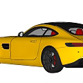 Yellow Mercedes Sports Car Featuring Red Seats And Black Roof Design