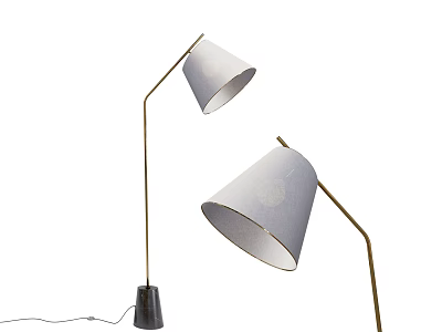 Modern Floor Lamps With Golden Poles Dark Bases And White Shades For Home Decor 3d model