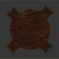 Classic Round Wooden Dining Table With Four Matching Wooden Chairs