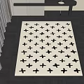Black and White Square Rug With Black Cross Patterns In Modern Interior 3d model