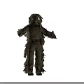 Game And Movie Characters in Brown Camouflage Suits With Cloth Strips And Leaf Decorations