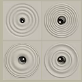 Four White Water Ripple Pattern Panel Lights With Central Light Source 3d model