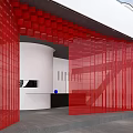 Modern Cultural Center Interior Featuring Spiral Staircase And Colorful Art Exhibits