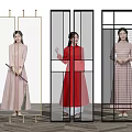 Modern partition glass screen partition 3d model