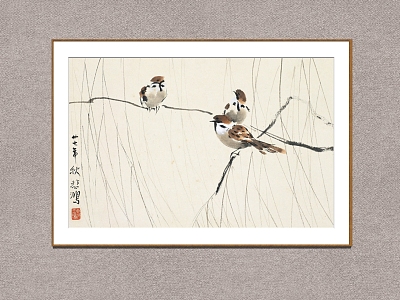 New Chinese Animal Painting Xu Beihong Willow Branches and Birds model