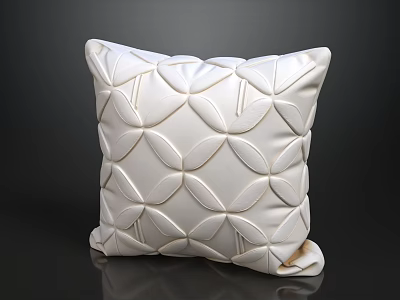 Elegant Sofa and Coffee Table Set With White Leather Cushion Geometric Stitch Design 3d model