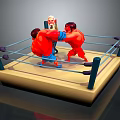 Game Movie Characters Fighting In Wrestling Ring With Referee And Red Muscular Figures