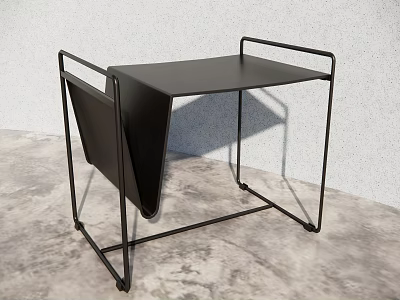 Modern Black Reception Desk With Metal Frame And Sleek Surface Design 3d model