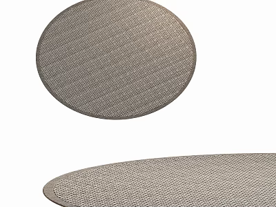Modern Minimalist Light Gray Round Area Rug With Woven Texture For Living Room Bedroom 3d model