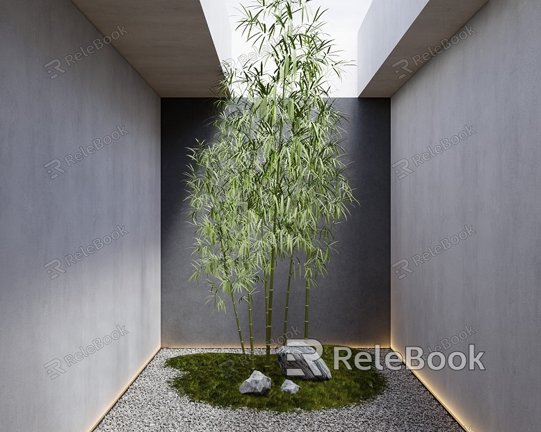 Modern bamboo courtyard landscape model