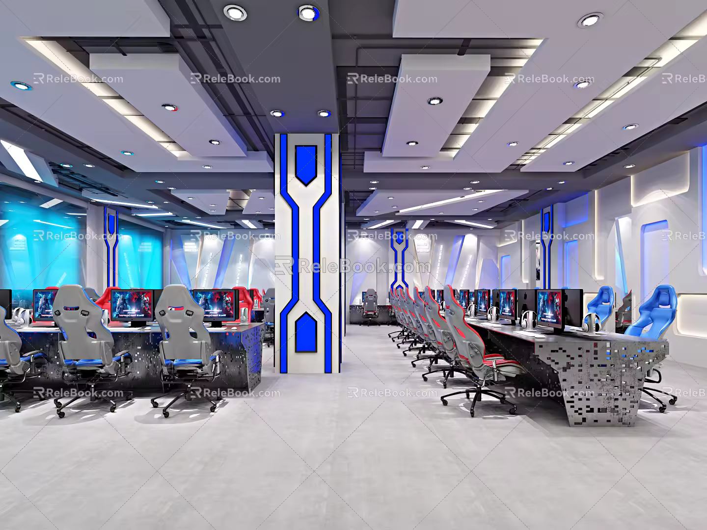 Modern Internet Cafe Science and Technology Sense Internet Cafe 3d model