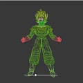 Low Poly Game Movie Character Wearing Blue Jumpsuit Orange Scarf and Silver Gloves