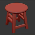 Wooden Stool With Round Seat Natural Wood Grain And Cross Support Legs Design