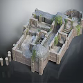 Ancient Stone Ruins Featuring Broken Walls Steps Vines And Standing Columns 3d model