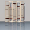 Modern Wooden Swing Doors With Red Accents And Glass Panels As Interior Divider