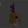 Military Weapon 3D Rendered Model With Olive Green Body And Gray Metal Components