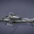 Military Attack Helicopter With Rotor Blades Weapon Systems And Gray Background