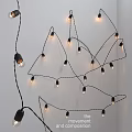 Downlights And Spotlights With Black Wires Lit Bulbs For White Wall Decor
