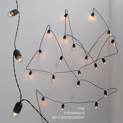 Downlights And Spotlights With Black Wires Lit Bulbs For White Wall Decor 3d model
