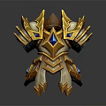 Golden Ornate Mechanical Armor With Blue Gems Spiked Geometric Design
