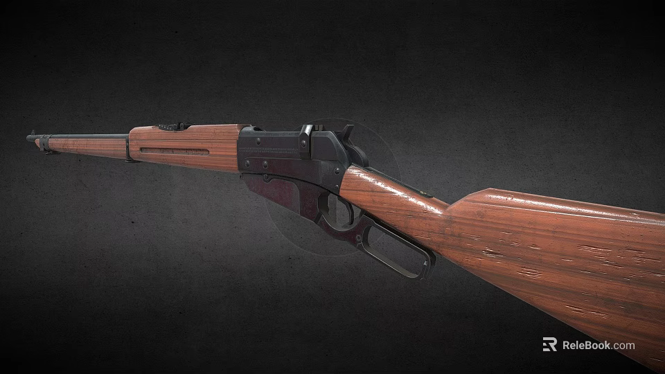 Vintage Rifle With Wooden Stock And Black Metal Barrel Components 3d model 