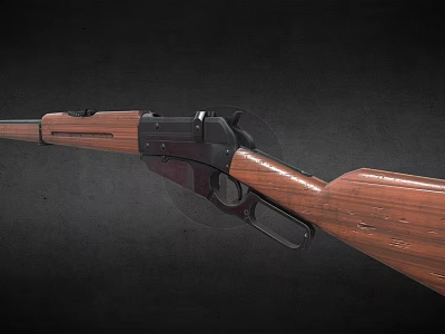 Vintage Rifle With Wooden Stock And Black Metal Barrel Components 3d model
