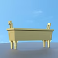 Yellow Rectangular Household Item With Decorative Handles And Support Legs