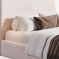 Modern Double Bed Interior Design With Upholstered Headboard Soft Pillows And Cozy Throw Blanket