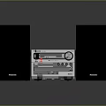 Panasonic Audio System With Two Black Speakers Silver Main Unit Display And Buttons