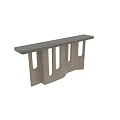 Modern Wooden Console Table With Unique Cut Out Details And Curved Base