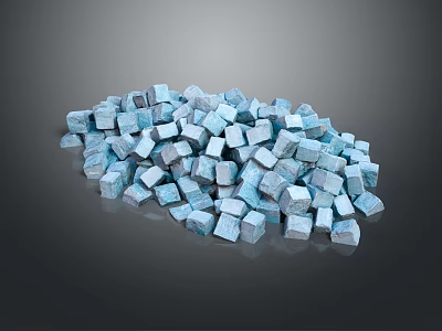 Light Blue Natural Stone Cubes Arranged in a Pile with Smooth Surface 3d model