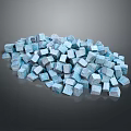 Light Blue Natural Stone Cubes Arranged in a Pile with Smooth Surface 3d model