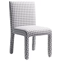 Modern Upholstered Chair With Gray And White Houndstooth Pattern For Stylish Interior Decor 3d model