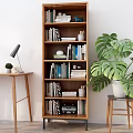 Nordic Style Desk and Chair Room Desk Bookcase Combination 3d model