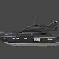 Sleek Black Modern Yacht With Open Deck And Upper Cockpit Design