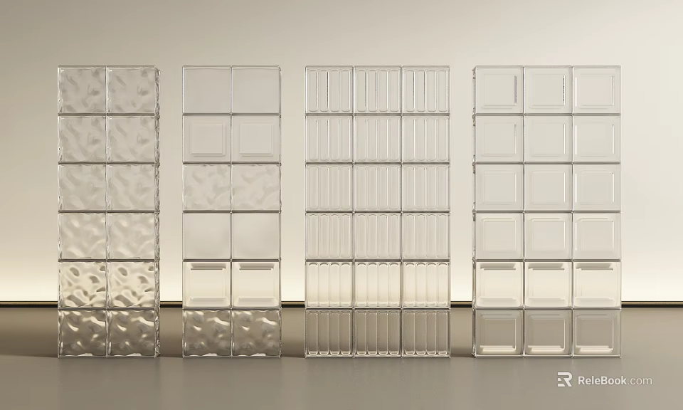 Stylish Glass Partition Designs Featuring Textured And Transparent Panels For Modern Interior 3d model 