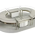 Jewelry Store Modern Display Case Featuring Circular Glass Top Metal Frame And Drawers