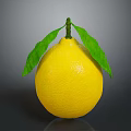 Yellow Lemon With Green Leaves And Textured Surface On Dark Background
