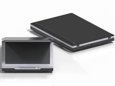 Modern Office Appliances Flatbed Scanner And Screen Display Unit In Black Silver 3d model Modern Office Appliances Flatbed Scanner And Screen Display Unit In Black Silver 3d model