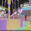 Pink Themed Kids Playground With Slide Ball Pit And Castle Structure