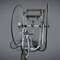 Vintage Tricycle Design Featuring Large Wheels Small Front Wheel Seat Chain And Headlight