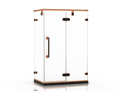 Modern Freestanding Shower Sauna With Transparent Glass Doors And Copper Accents 3d model