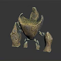 Unique Abstract Sculpture Featuring Textured Surface And Multi part Artistic Structure