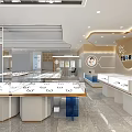 Modern Eyewear Store Interior With Glass Display Counters And Eyeglasses Collection 3d model