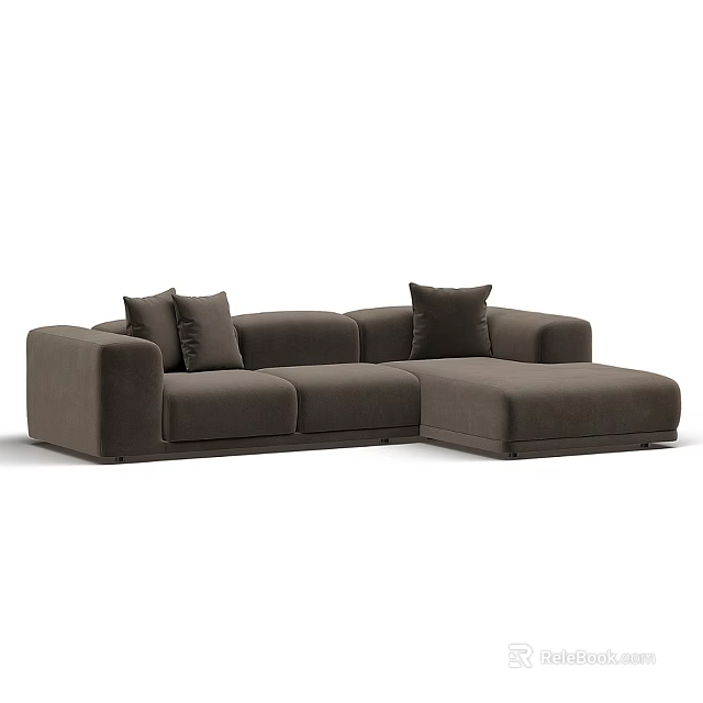 Modern Brown Sectional Sofa with Comfortable Cushions and L Shaped Design 3d model