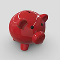 Decorative Ornament Set Featuring Adorable Glossy Red Pig Shaped Piggy Bank for Home Decor