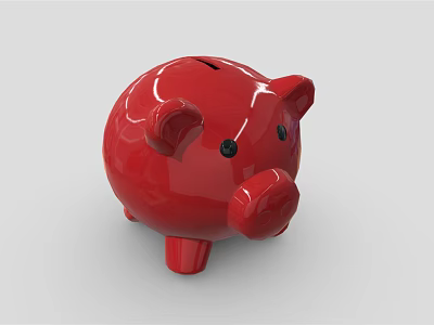 Decorative Ornament Set Featuring Adorable Glossy Red Pig Shaped Piggy Bank for Home Decor 3d model