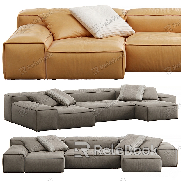 Living Divani Leather Corner Multiplayer Sofa model